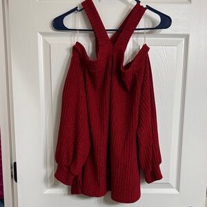 143 Story by Line Up Chic Off-Shoulder Red Sweater